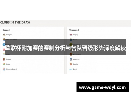 欧联杯附加赛的赛制分析与各队晋级形势深度解读 欧联杯附加赛的赛制分析与各队晋级形势深度解读